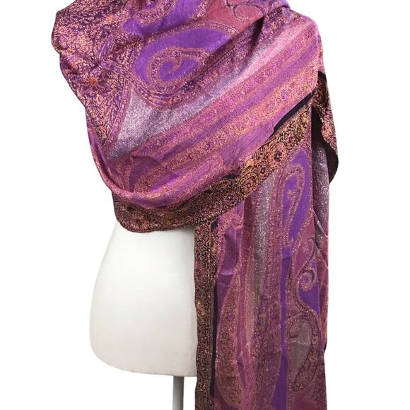 Collection 18 Womens Scarf Purple Opulence Blanket Multifunctional Fringe - Picture 4 of 13